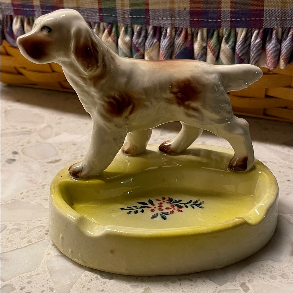Ceramic Dog Figurine Ashtray Vintage